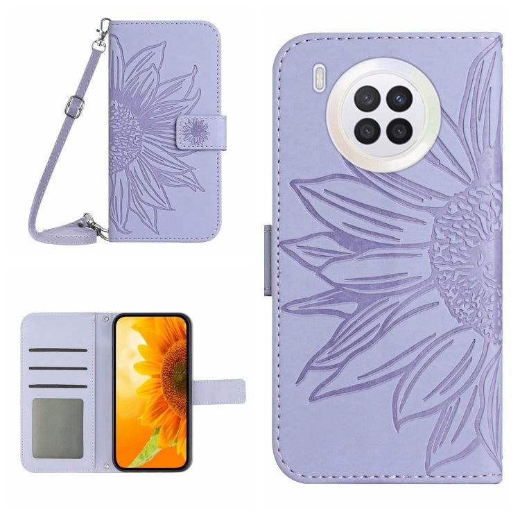 Skin Feel Custodia per cellulare in pelle con motivo a fiori di sole, For Honor 9X Lite, For Honor 50 Lite