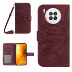 Skin Feel Custodia per cellulare in pelle con motivo a fiori di sole, For Honor 9X Lite, For Honor 50 Lite