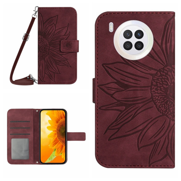 Skin Feel Custodia per cellulare in pelle con motivo a fiori di sole, For Honor 9X Lite, For Honor 50 Lite