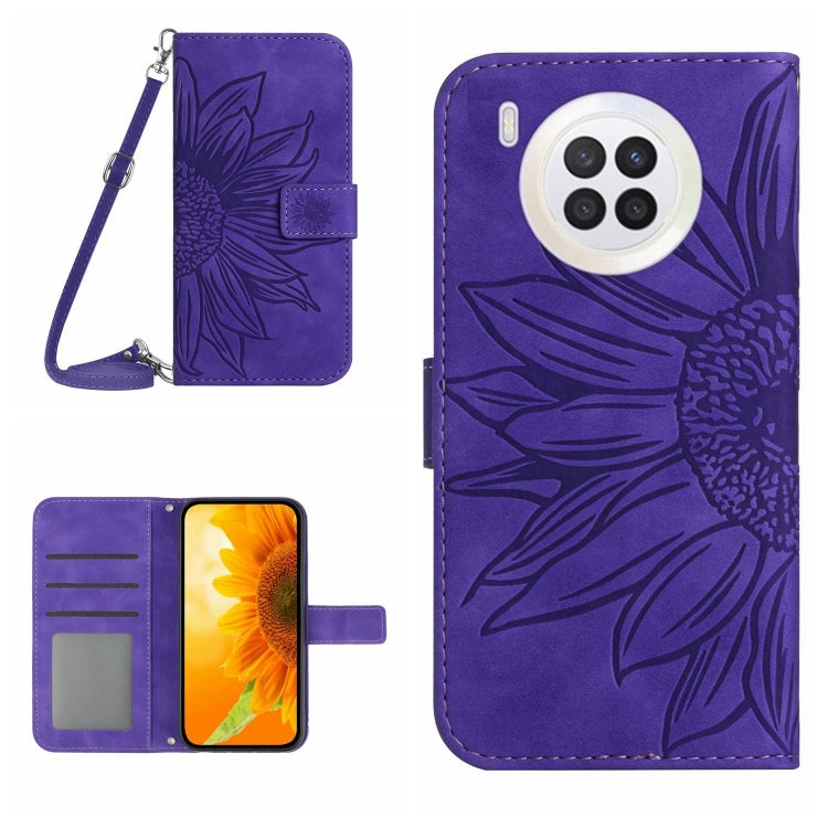 Skin Feel Custodia per cellulare in pelle con motivo a fiori di sole, For Honor 9X Lite, For Honor 50 Lite