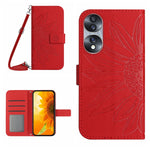 Skin Feel Custodia per cellulare in pelle con motivo a fiori di sole, For Honor 70, For Honor 70 Pro+