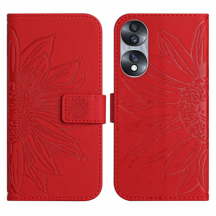 Skin Feel Custodia per cellulare in pelle con motivo a fiori di sole, For Honor 70, For Honor 70 Pro+