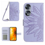 Skin Feel Custodia per cellulare in pelle con motivo a fiori di sole, For Honor 70, For Honor 70 Pro+