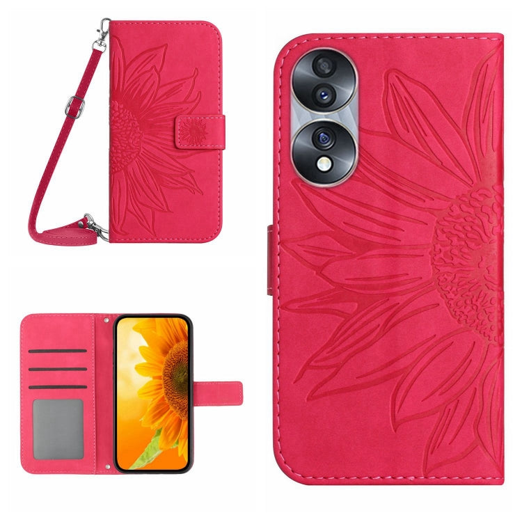 Skin Feel Custodia per cellulare in pelle con motivo a fiori di sole, For Honor 70, For Honor 70 Pro+