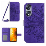 Skin Feel Custodia per cellulare in pelle con motivo a fiori di sole, For Honor 70, For Honor 70 Pro+