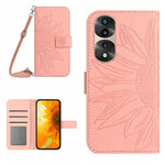 Skin Feel Custodia per cellulare in pelle con motivo a fiori di sole, For Honor 70, For Honor 70 Pro+