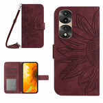 Skin Feel Custodia per cellulare in pelle con motivo a fiori di sole, For Honor 70, For Honor 70 Pro+