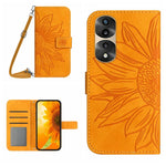 Skin Feel Custodia per cellulare in pelle con motivo a fiori di sole, For Honor 70, For Honor 70 Pro+