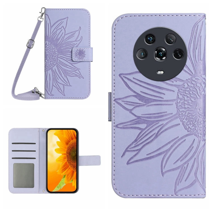Skin Feel Custodia per cellulare in pelle con motivo a fiori di sole, For Honor Magic4, For Honor Magic4 Lite 5G