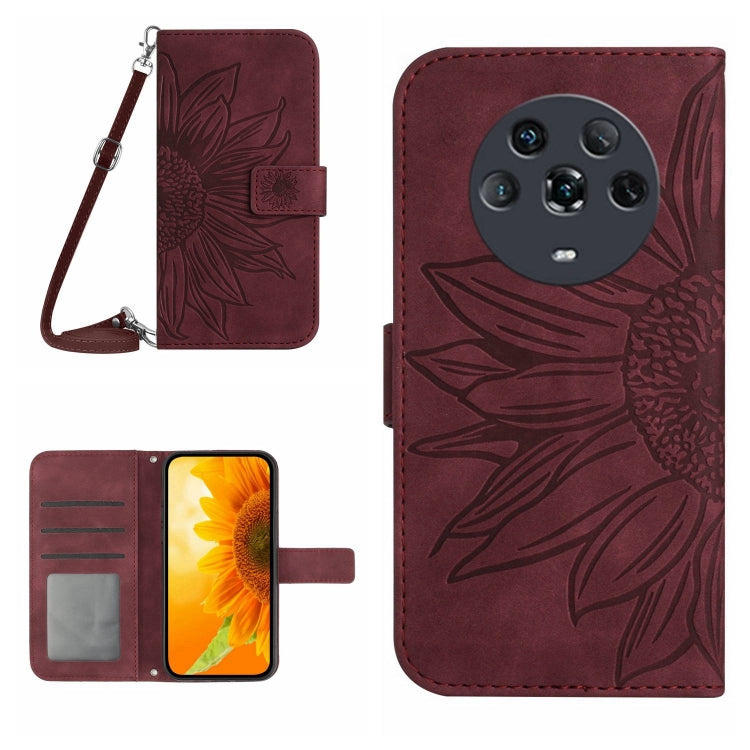Skin Feel Custodia per cellulare in pelle con motivo a fiori di sole, For Honor Magic4, For Honor Magic4 Lite 5G