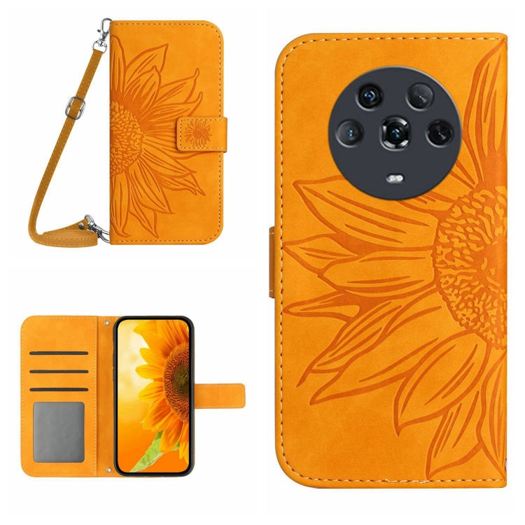 Skin Feel Custodia per cellulare in pelle con motivo a fiori di sole, For Honor Magic4, For Honor Magic4 Lite 5G