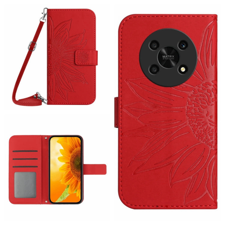 Skin Feel Custodia per cellulare in pelle con motivo a fiori di sole, For Honor Magic4, For Honor Magic4 Lite 5G