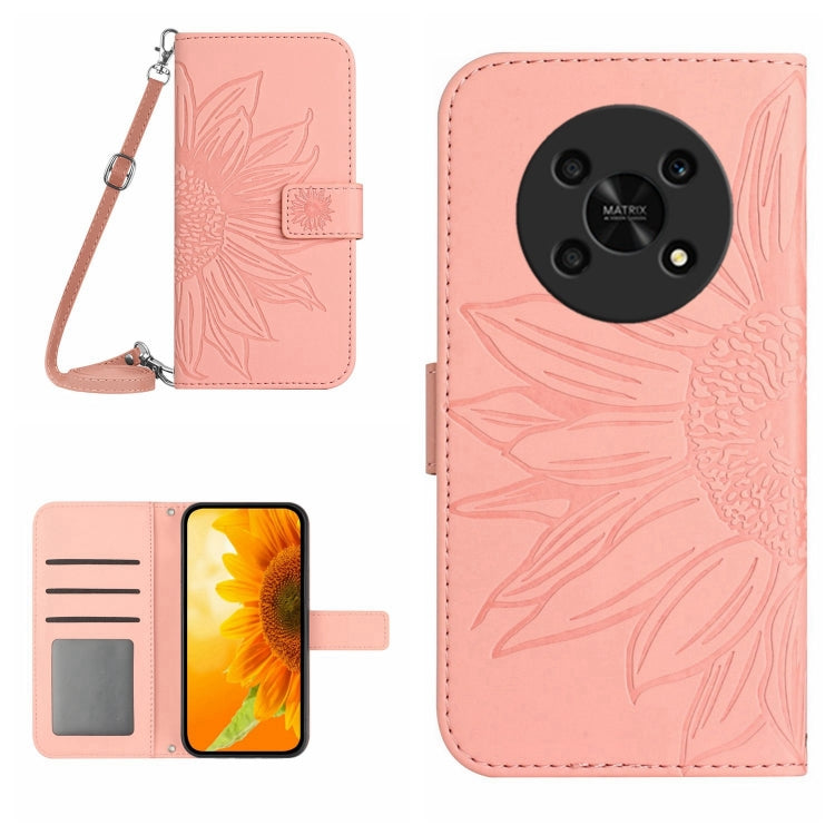 Skin Feel Custodia per cellulare in pelle con motivo a fiori di sole, For Honor Magic4, For Honor Magic4 Lite 5G