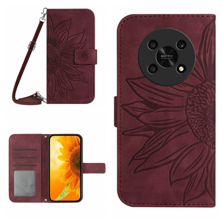 Skin Feel Custodia per cellulare in pelle con motivo a fiori di sole, For Honor Magic4, For Honor Magic4 Lite 5G