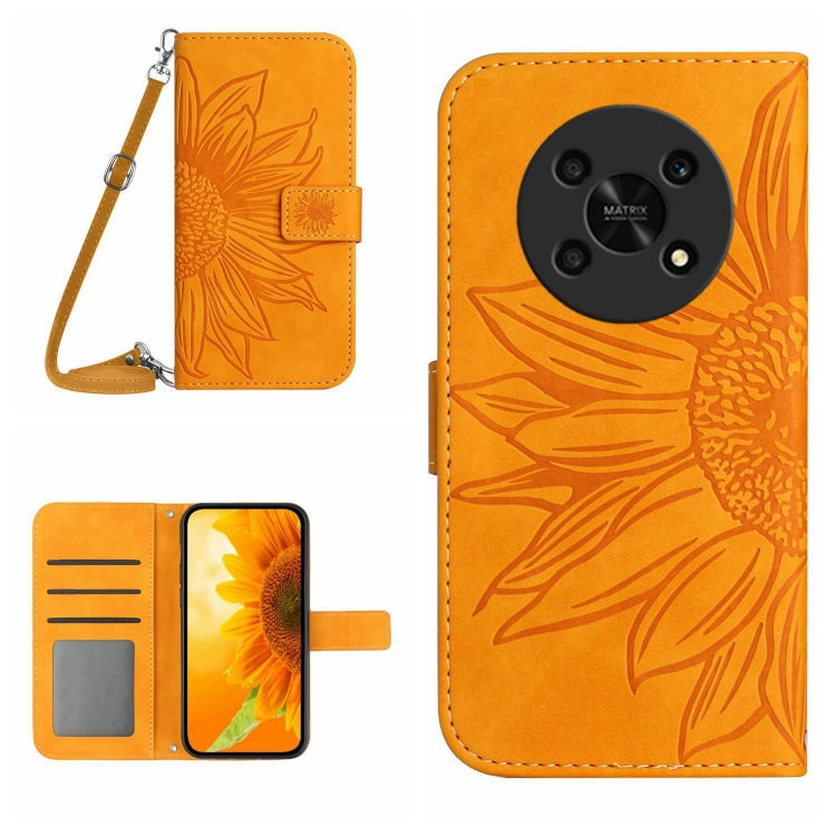 Skin Feel Custodia per cellulare in pelle con motivo a fiori di sole, For Honor Magic4, For Honor Magic4 Lite 5G