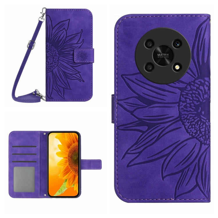 Skin Feel Custodia per cellulare in pelle con motivo a fiori di sole, For Honor Magic4, For Honor Magic4 Lite 5G