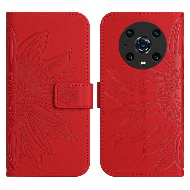 Skin Feel Custodia per cellulare in pelle con motivo a fiori di sole, For Honor Magic4 Pro, For Huawei P20