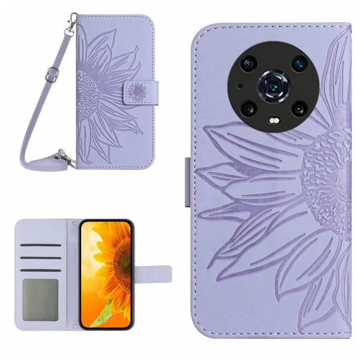 Skin Feel Custodia per cellulare in pelle con motivo a fiori di sole, For Honor Magic4 Pro, For Huawei P20