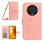 Skin Feel Custodia per cellulare in pelle con motivo a fiori di sole, For Honor Magic4 Pro, For Huawei P20