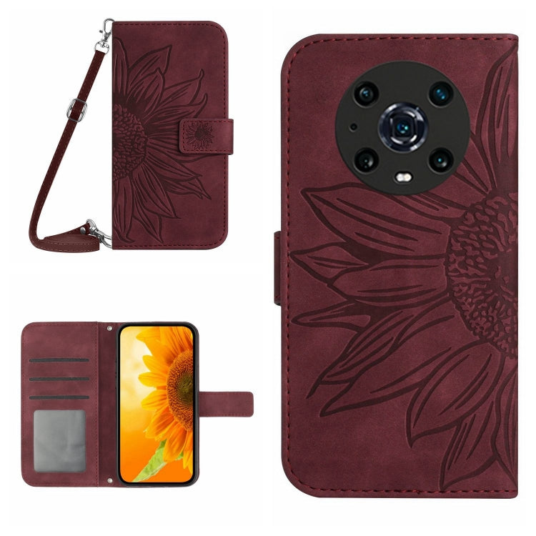 Skin Feel Custodia per cellulare in pelle con motivo a fiori di sole, For Honor Magic4 Pro, For Huawei P20