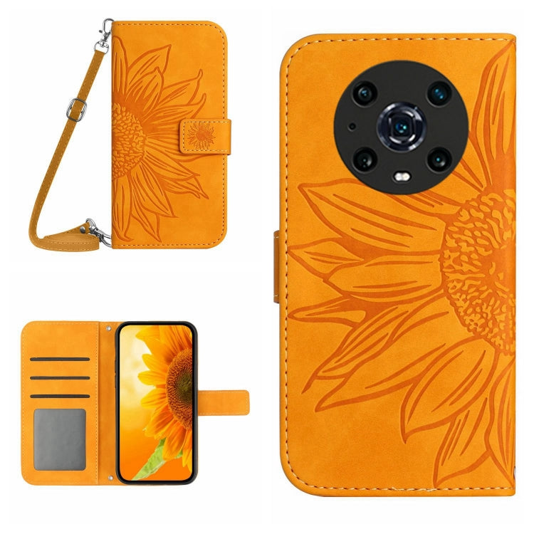 Skin Feel Custodia per cellulare in pelle con motivo a fiori di sole, For Honor Magic4 Pro, For Huawei P20