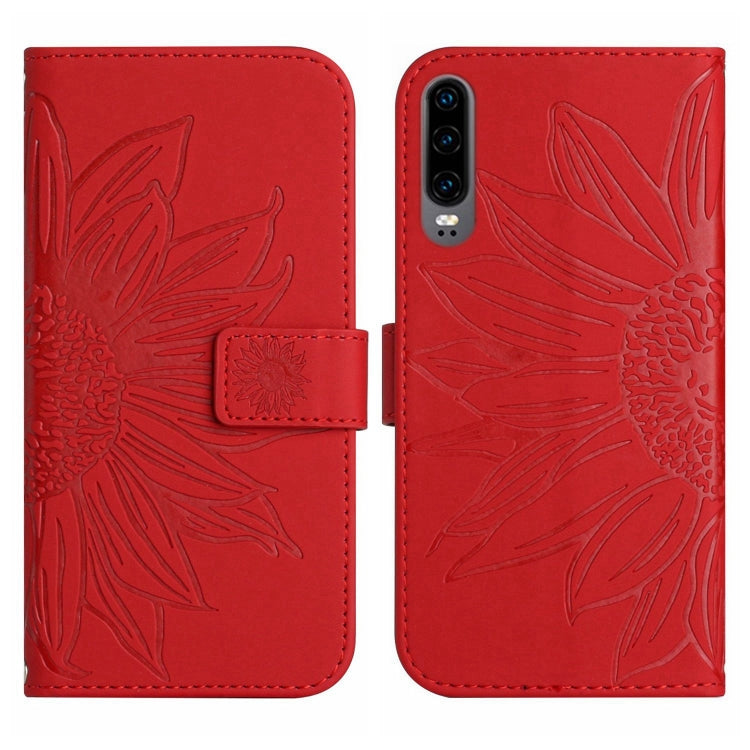 Skin Feel Custodia per cellulare in pelle con motivo a fiori di sole, For Huawei P30, For Huawei P30 Lite