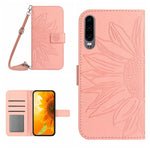 Skin Feel Custodia per cellulare in pelle con motivo a fiori di sole, For Huawei P30, For Huawei P30 Lite