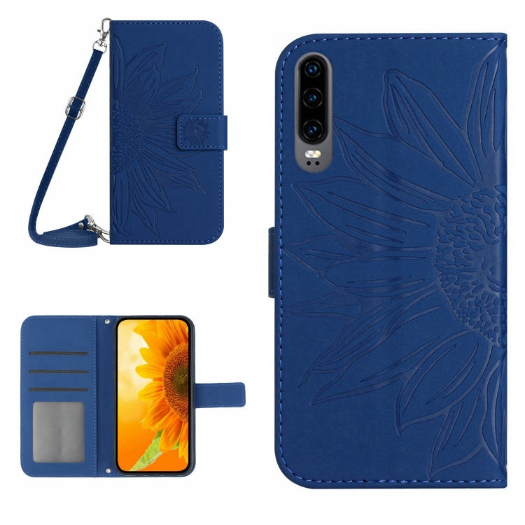 Skin Feel Custodia per cellulare in pelle con motivo a fiori di sole, For Huawei P30, For Huawei P30 Lite