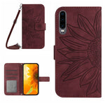 Skin Feel Custodia per cellulare in pelle con motivo a fiori di sole, For Huawei P30, For Huawei P30 Lite