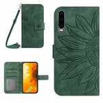 Skin Feel Custodia per cellulare in pelle con motivo a fiori di sole, For Huawei P30, For Huawei P30 Lite