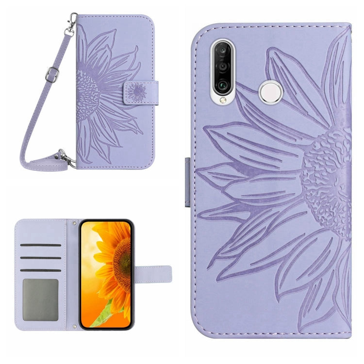 Skin Feel Custodia per cellulare in pelle con motivo a fiori di sole, For Huawei P30, For Huawei P30 Lite