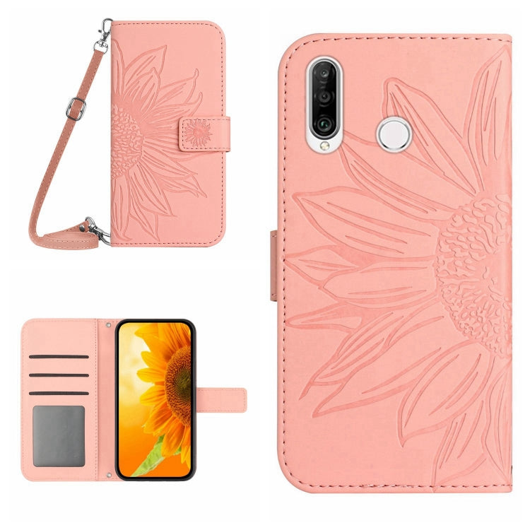 Skin Feel Custodia per cellulare in pelle con motivo a fiori di sole, For Huawei P30, For Huawei P30 Lite