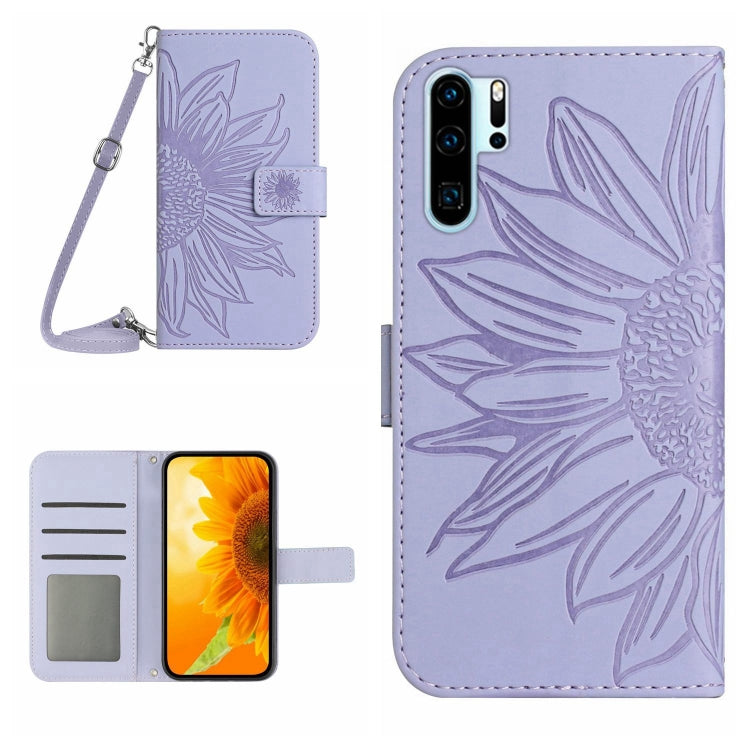 Skin Feel Custodia per cellulare in pelle con motivo a fiori di sole, For Huawei P30 Pro, For Huawei P40