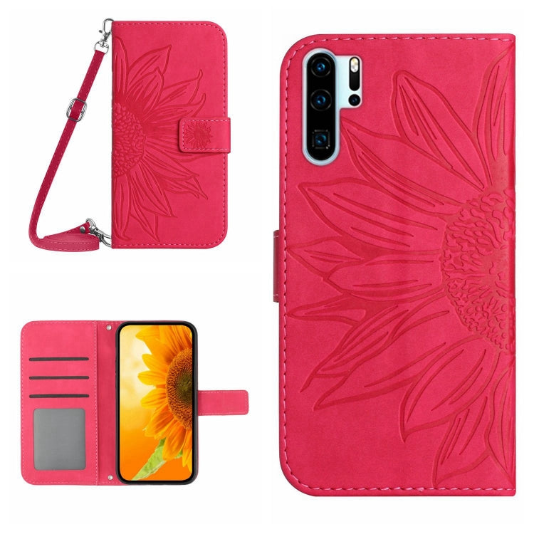 Skin Feel Custodia per cellulare in pelle con motivo a fiori di sole, For Huawei P30 Pro, For Huawei P40