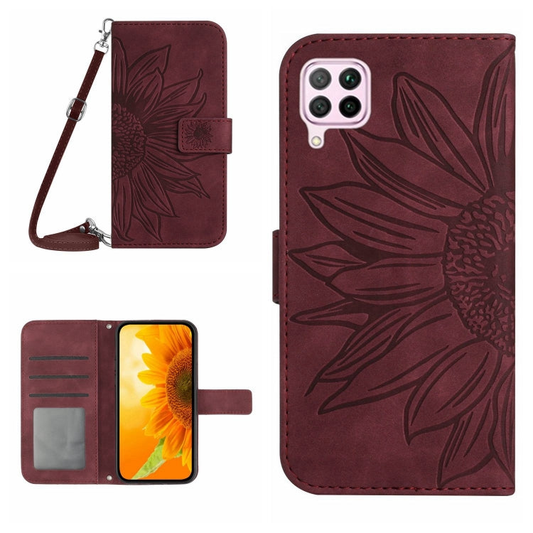Skin Feel Custodia per cellulare in pelle con motivo a fiori di sole, For Huawei P40 Lite, For Huawei P40 Lite 5G