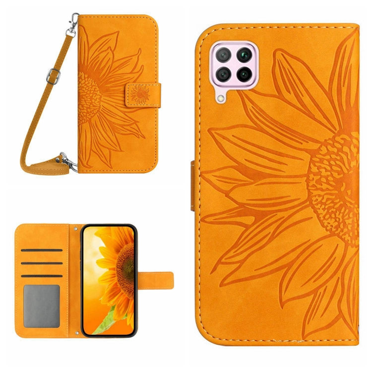 Skin Feel Custodia per cellulare in pelle con motivo a fiori di sole, For Huawei P40 Lite, For Huawei P40 Lite 5G