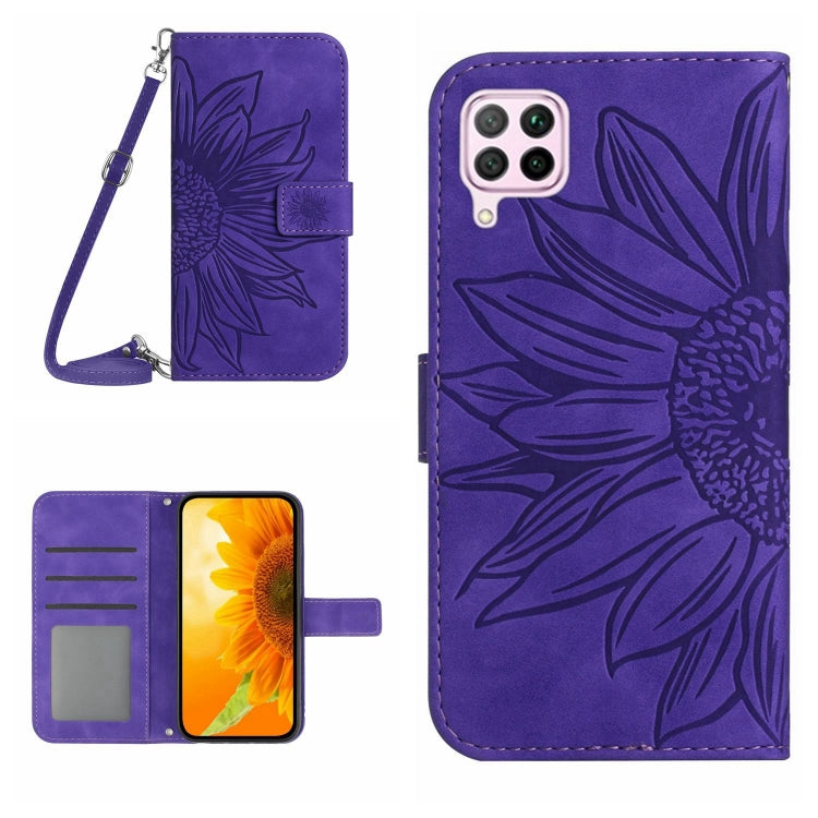 Skin Feel Custodia per cellulare in pelle con motivo a fiori di sole, For Huawei P40 Lite, For Huawei P40 Lite 5G