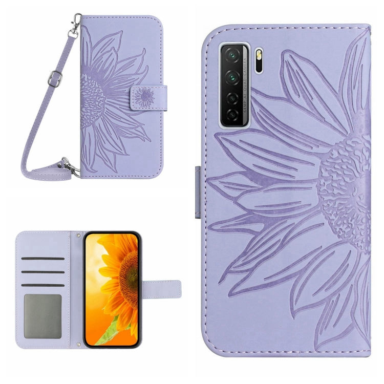 Skin Feel Custodia per cellulare in pelle con motivo a fiori di sole, For Huawei P40 Lite, For Huawei P40 Lite 5G