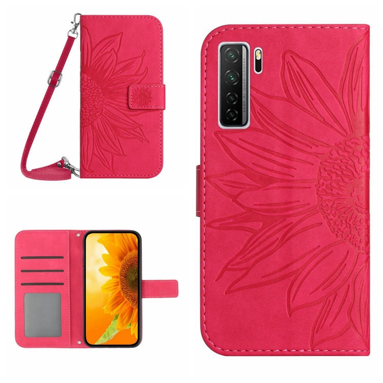 Skin Feel Custodia per cellulare in pelle con motivo a fiori di sole, For Huawei P40 Lite, For Huawei P40 Lite 5G