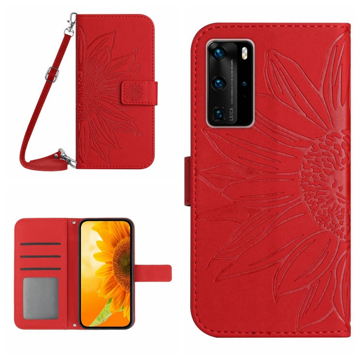 Skin Feel Custodia per cellulare in pelle con motivo a fiori di sole, For Huawei P40 Pro, For Huawei P50