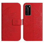 Skin Feel Custodia per cellulare in pelle con motivo a fiori di sole, For Huawei P40 Pro, For Huawei P50