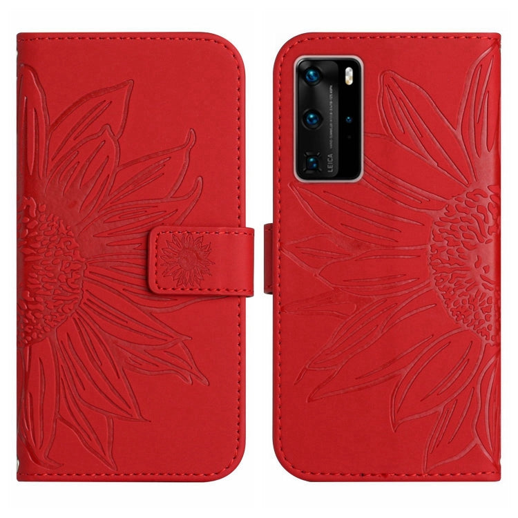 Skin Feel Custodia per cellulare in pelle con motivo a fiori di sole, For Huawei P40 Pro, For Huawei P50