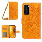 Skin Feel Custodia per cellulare in pelle con motivo a fiori di sole, For Huawei P40 Pro, For Huawei P50