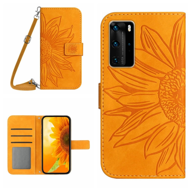 Skin Feel Custodia per cellulare in pelle con motivo a fiori di sole, For Huawei P40 Pro, For Huawei P50