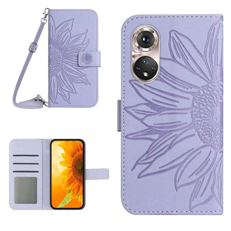 Skin Feel Custodia per cellulare in pelle con motivo a fiori di sole, For Huawei P40 Pro, For Huawei P50