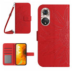 Skin Feel Custodia per cellulare in pelle con motivo a fiori di sole, For Huawei P50 Pro