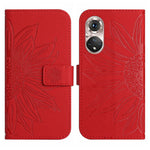 Skin Feel Custodia per cellulare in pelle con motivo a fiori di sole, For Huawei P50 Pro