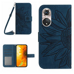 Skin Feel Custodia per cellulare in pelle con motivo a fiori di sole, For Huawei P50 Pro