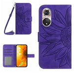 Skin Feel Custodia per cellulare in pelle con motivo a fiori di sole, For Huawei P50 Pro