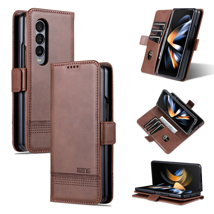 AZNS Custodia per telefono in pelle a vibrazione orizzontale con struttura in vitello magnetico, For Samsung Galaxy Z Fold3 5G, For Samsung Galaxy Z Fold4